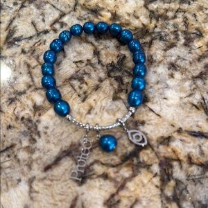 Blue Pearl looking Bracelet with Silver Accents